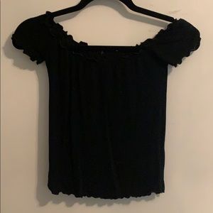 Brandy Melville ruched ribbed black T-shirt